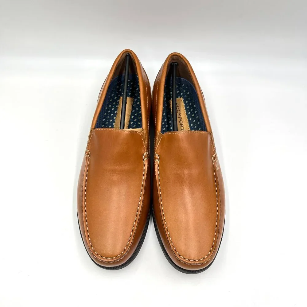 8.5W 8.5 WIDE WIDTH Rockport Mens‎ Preston Venetian Brown Leather Loafers Shoes